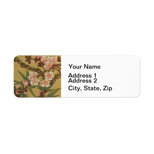 Vintage Cherry Blossoms Asian Japanese Flowers Label (Front)