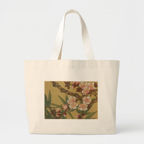 Vintage Cherry Blossoms Asian Japanese Flowers Large Tote Bag