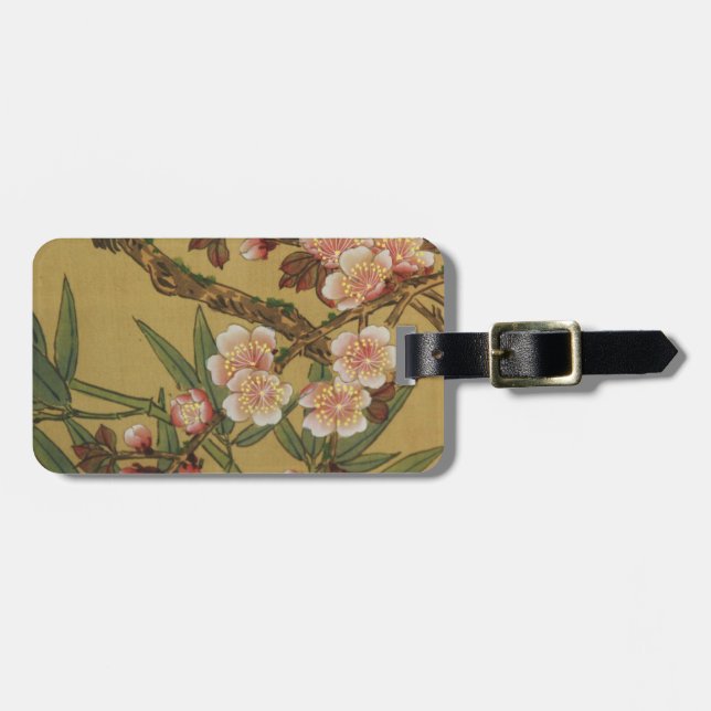 Vintage Cherry Blossoms Asian Japanese Flowers Luggage Tag (Front Horizontal)