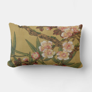 Vintage Cherry Blossoms Asian Japanese Flowers Lumbar Pillow
