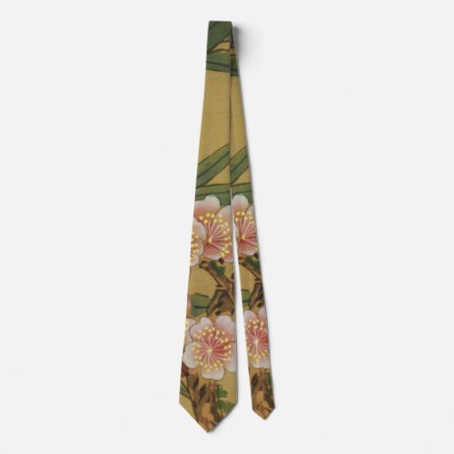 Vintage Cherry Blossoms Asian Japanese Flowers Neck Tie