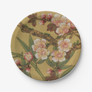 Vintage Cherry Blossoms Asian Japanese Flowers Paper Plates