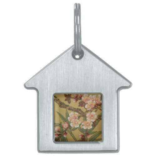Vintage Cherry Blossoms Asian Japanese Flowers Pet ID Tag