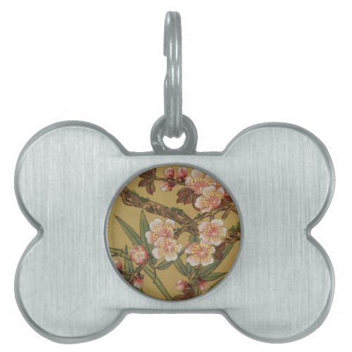 Vintage Cherry Blossoms Asian Japanese Flowers Pet Name Tag