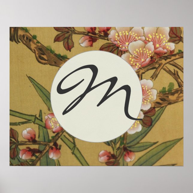 Vintage Cherry Blossoms Asian Japanese Flowers Poster (Front)