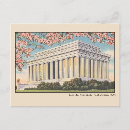 Vintage Cherry Blossoms at the Lincoln Memorial Po Postcard