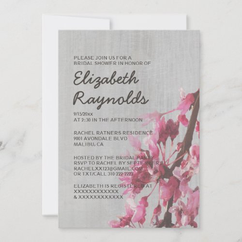 Vintage Cherry Blossoms Bridal Shower Invitations