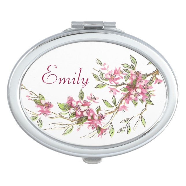 Vintage Cherry Blossoms Compact Mirror (Front)