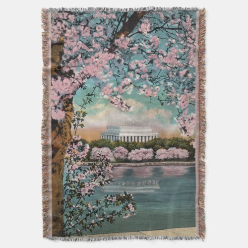 Vintage Cherry Blossoms in DC Throw Blanket