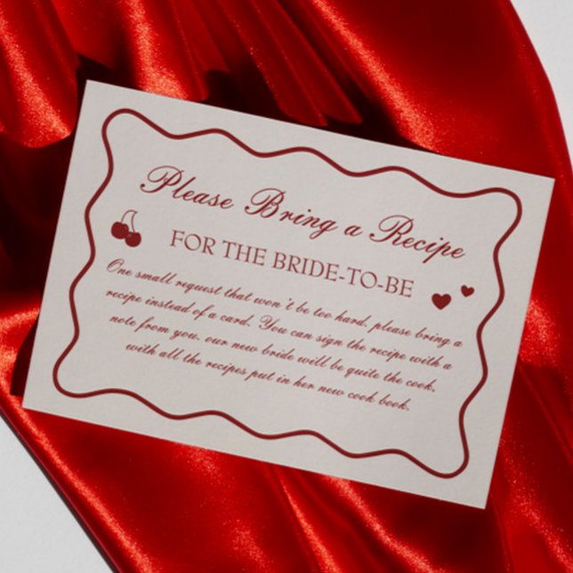 Vintage Cherry Bridal Shower Recipe Request Enclosure Card (Creator Uploaded)