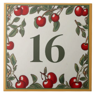 Vintage Cherry Custom House Number Sign Plaque Ceramic Tile
