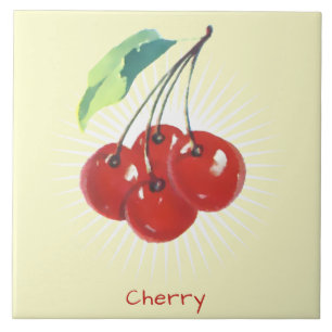 Vintage Cherry Fruit Art Ceramic Tile