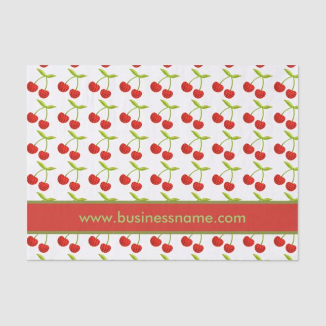 Vintage Cherry Illustration Custom Text Tissue Paper (Front)