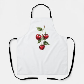 Vintage Cherry Illustration Kitchen Apron