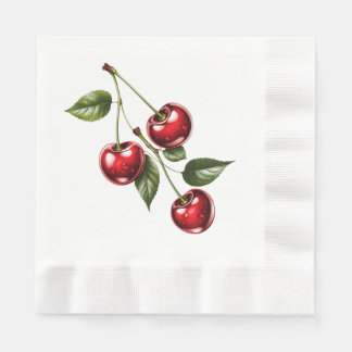 Vintage Cherry Illustration Paper Napkins