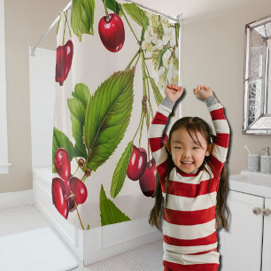 Vintage Cherry Illustration Shower Curtain