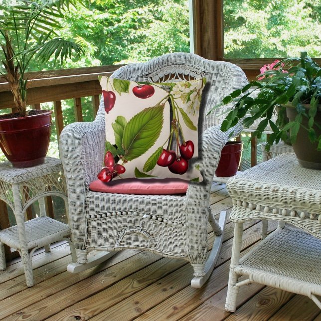 Vintage Cherry Illustration Throw Pillow (Creator Uploaded)