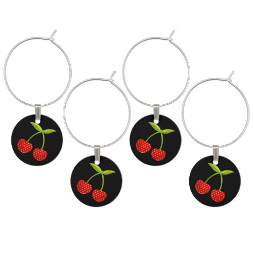 Vintage Cherry illustration Wine Charm