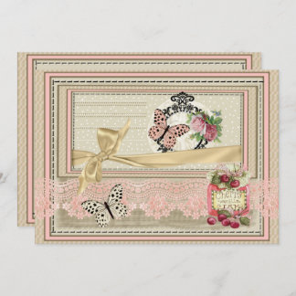 Vintage Cherry Invitation Card