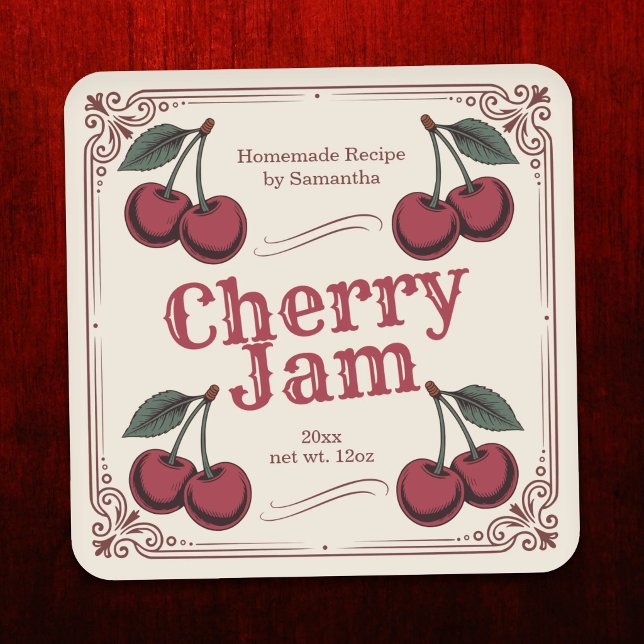 Vintage Cherry Jam Label Sticker (Vintage Cherry Jam Label Sticker)