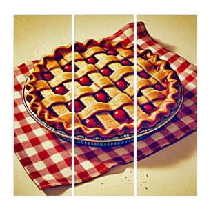 Vintage Cherry Pie Triptych