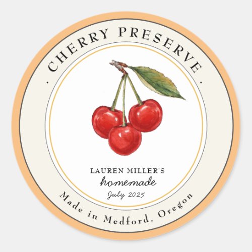 Vintage Cherry Preserve Jam jar Canning label