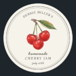 Vintage Cherry preserve Simple Jar Label<br><div class="desc">Elegant Personalized hand painted watercolor vintage style cherry jam label. Use for your homemade jam's or anything you choose. Makes great gift. Fill your information on label and enjoy.</div>