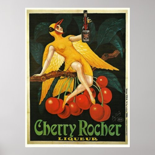 Vintage Cherry Rocher Advertisement Poster