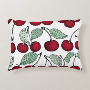 Vintage cherry seamless pattern. Background,  patt Accent Pillow