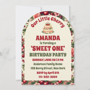 Vintage Cherry 'Sweet One' 1st Birthday Party Arch Invitation