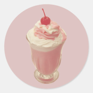 Vintage Cherry Topped Milkshake Classic Round Sticker