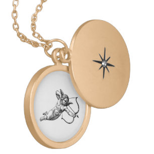 Vintage Cherub Angel Cupid Love Gold Plated Necklace