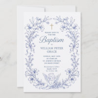 Vintage Cherub Angels Baptism Blue