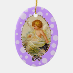 Vintage Cherub Ceramic Ornament
