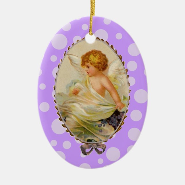 Vintage Cherub Ceramic Ornament (Front)