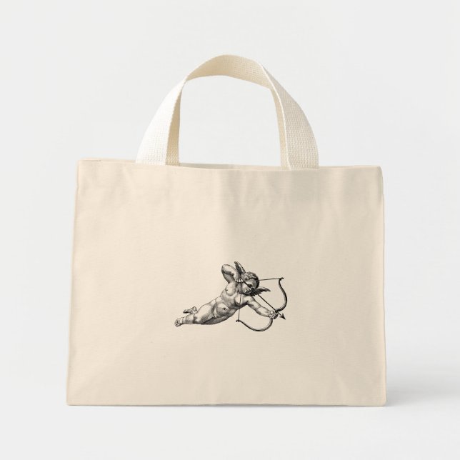 Vintage Cherub Cupid Love Struck Mini Tote Bag (Front)
