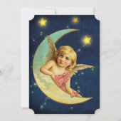 Vintage Cherub & Moon Art Deco Angel Baby Shower Invitation (Front)