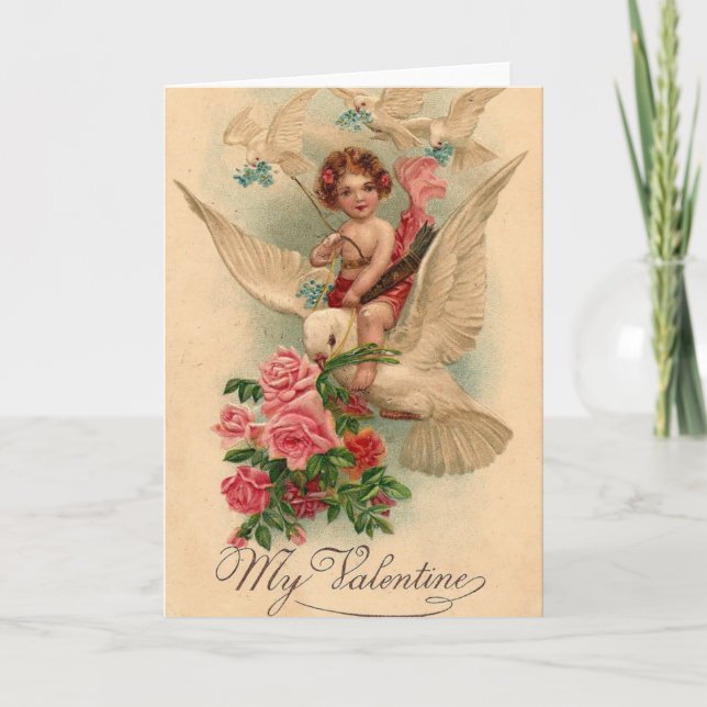 Vintage Cherub My Valentine Holiday Card (Front)