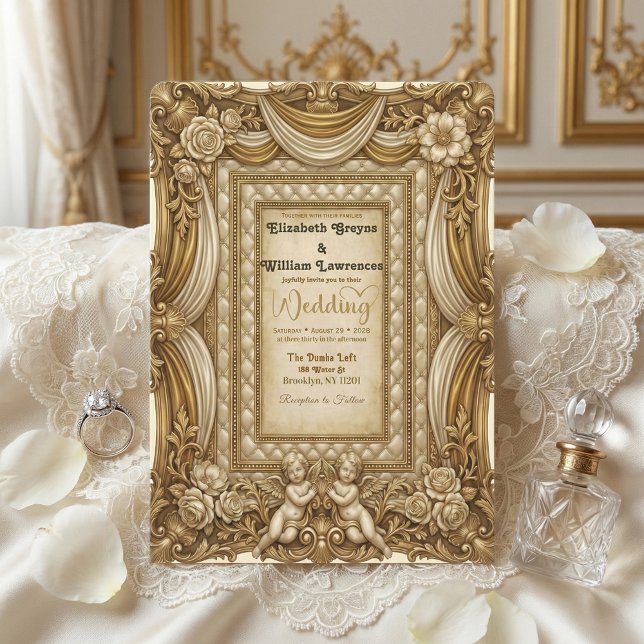 Vintage Cherub Victorian Fairytale Wedding Invitation (Creator Uploaded)