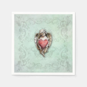 Vintage Cherub with Heart Paper Napkins