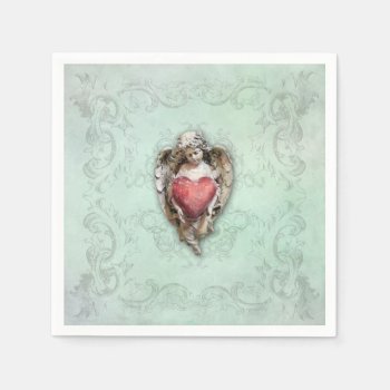 Vintage Cherub With Heart Paper Napkins by DP_Holidays at Zazzle