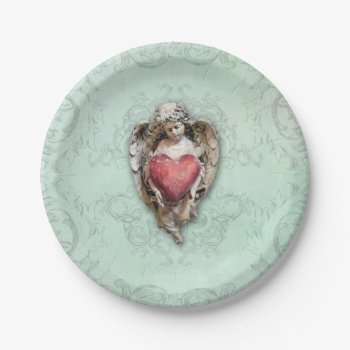 Vintage Cherub With Heart Paper Plates by DP_Holidays at Zazzle