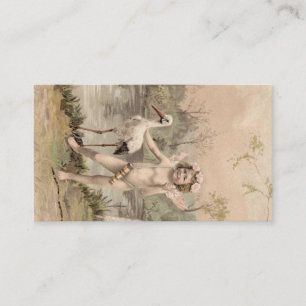 Vintage Cherub with Stork by Lake Business Card