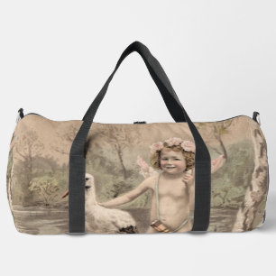 Vintage Cherub with Stork by Lake Duffle Bag