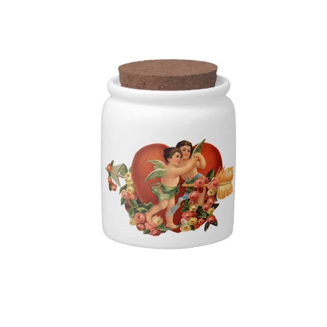 Vintage Cherubs &  Heart Candy Jar (Front)