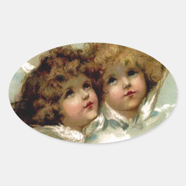 Vintage Cherubs Oval Sticker (Front)
