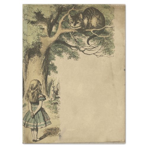 Vintage Cheshire Cat Alice in Wonderland Decoupage Tissue Paper