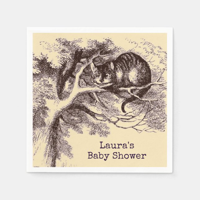 Vintage Cheshire Cat Baby Shower Napkins (Front)