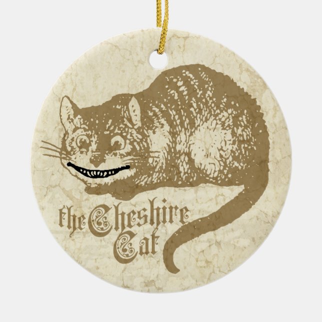 Vintage Cheshire Cat Ceramic Ornament (Front)