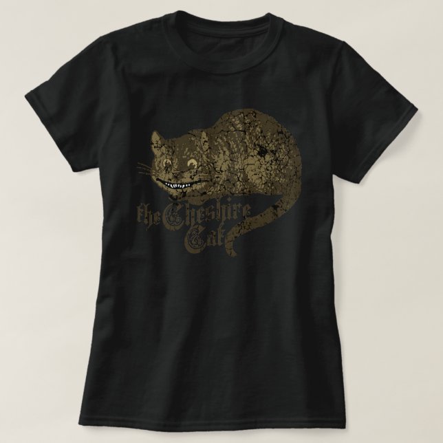Vintage Cheshire Cat Illustration T-Shirt (Design Front)